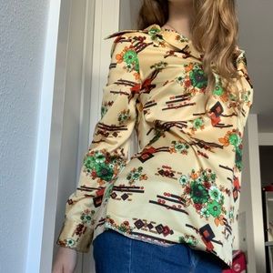 Abstract western button up top
